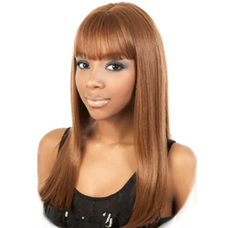 Unique Brown Straight Long African American Wigs
