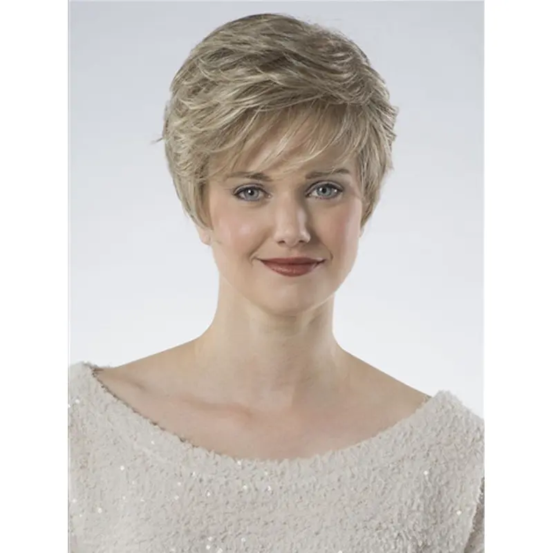 100% Hand-tied Cropped Blonde Wavy Fashion Classic Wigs