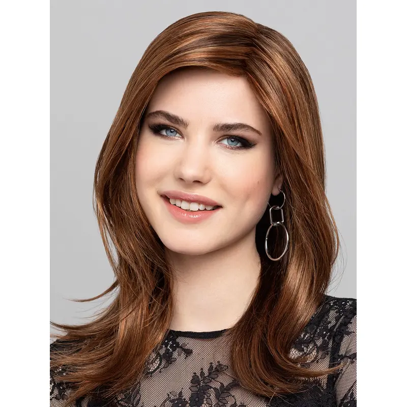16" Long Blonde With Highlights Without Bangs Synthetic Exquisite Monofilament Wigs