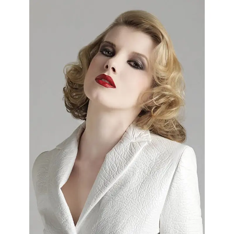 Classic Cosy Blonde Curly Medium Wigs