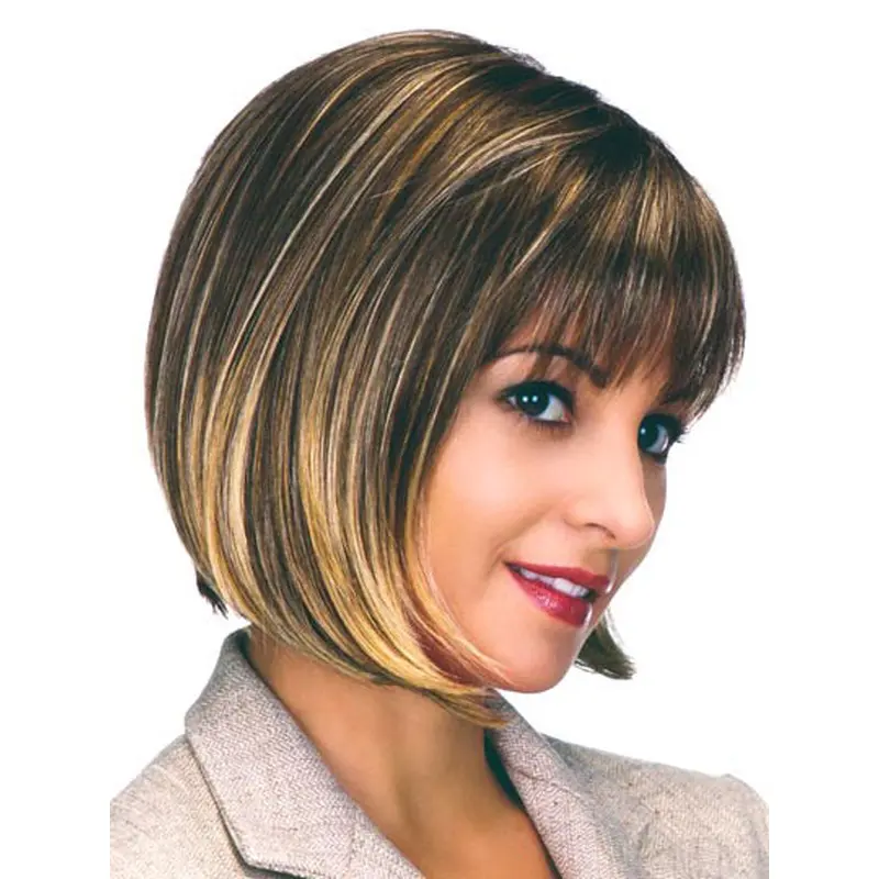 Modern Brown Straight Chin Length Bob Wigs