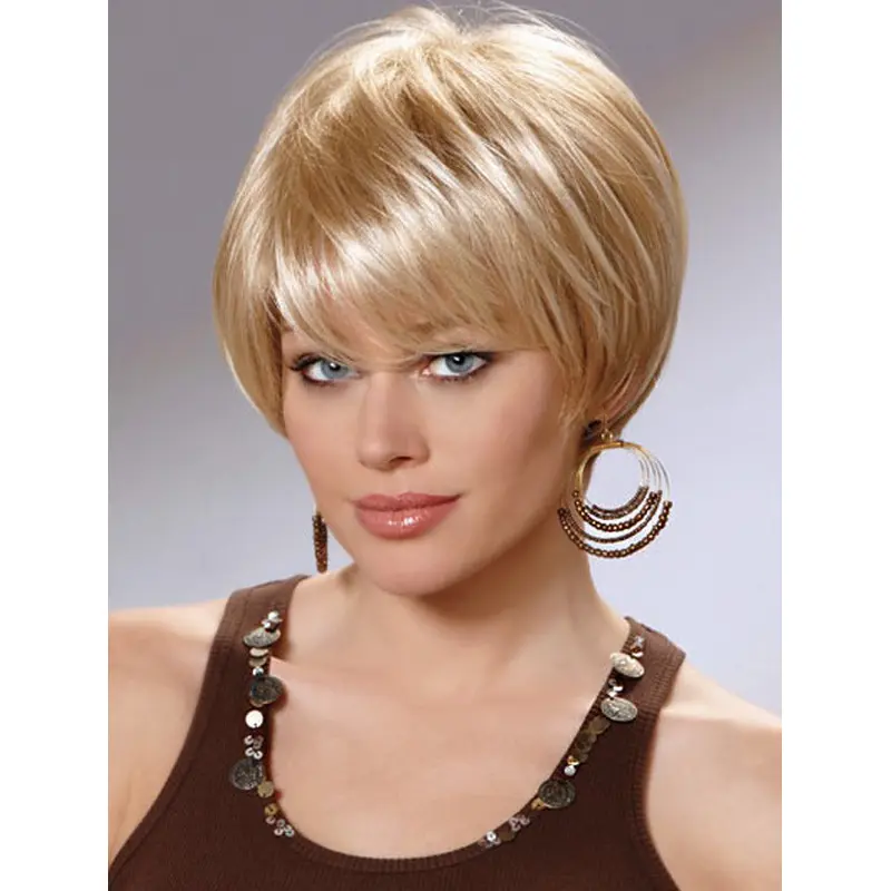 Preferential Blonde Straight Chin Length Synthetic Wigs