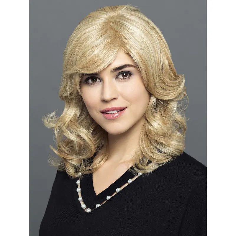 14" Shoulder Length Blonde With Bangs Synthetic Comfortable Lace Wigs