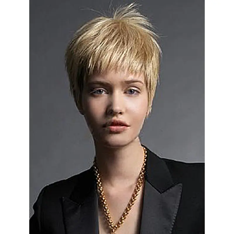 Blonde Straight Remy Human Hair High Quality Short Wigs