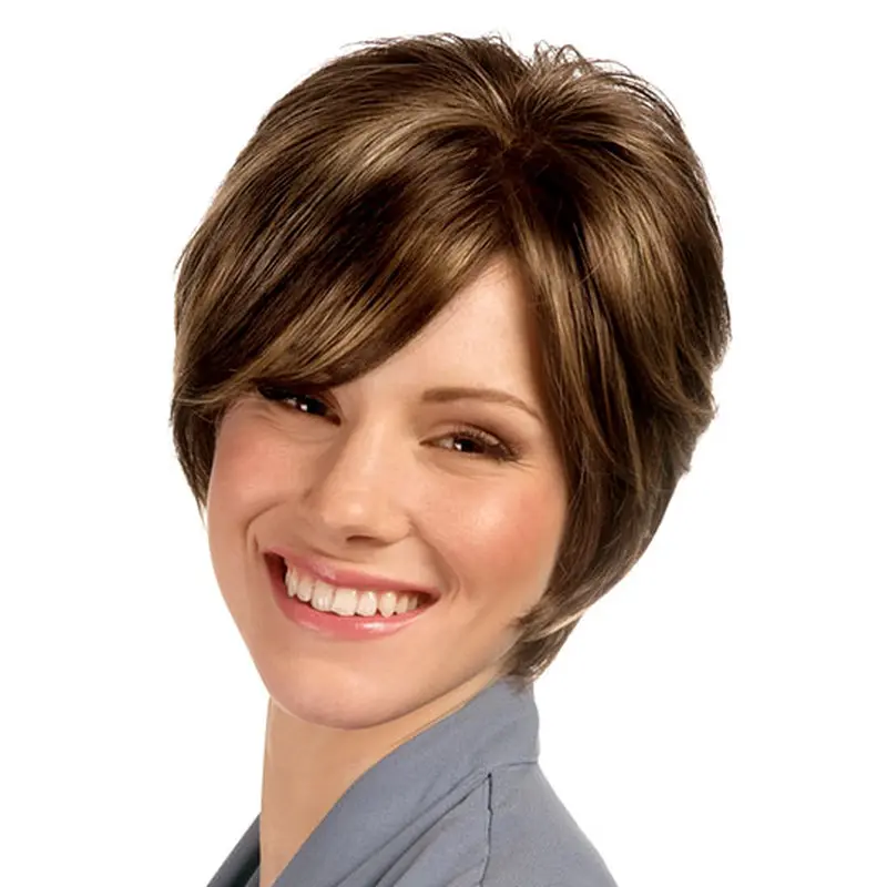 Brown Natural Bobs Straight Short Wigs