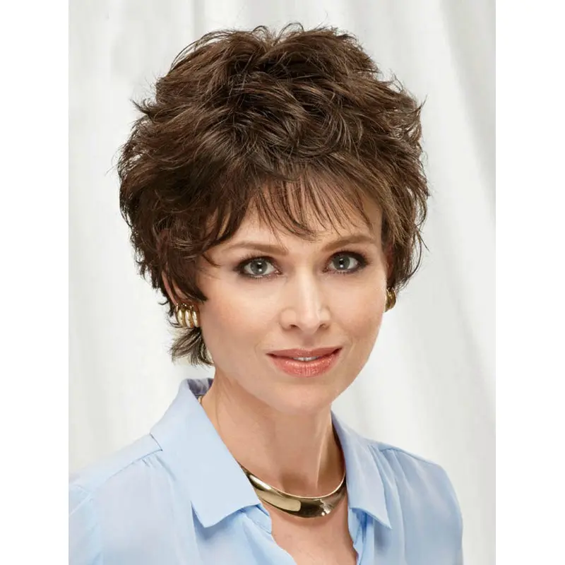 Fabulous Short Wavy Brown Layered High Quality Wigs