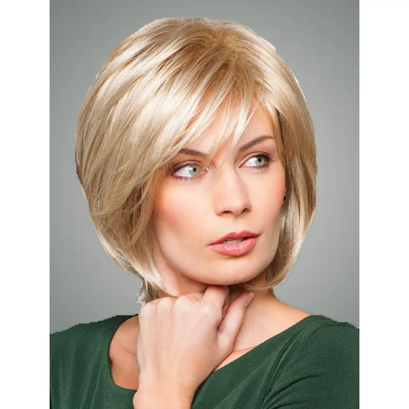 Gentle Blonde Straight Chin Length Bob Wigs