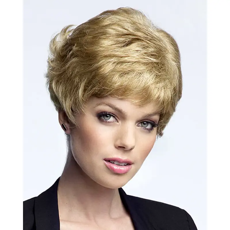 No-fuss Curly Boycuts Blonde Short Wigs