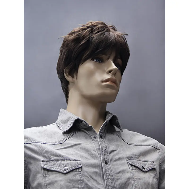 Refined Brown Straight Short Men Wigs