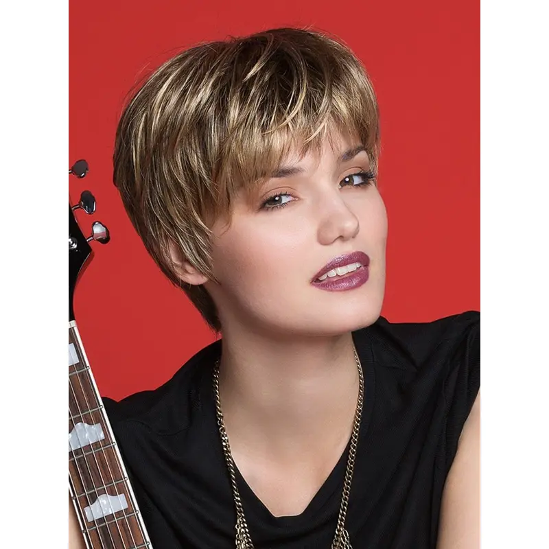 Straight Blonde Boycuts Mono Better Quality Synthetic Wigs