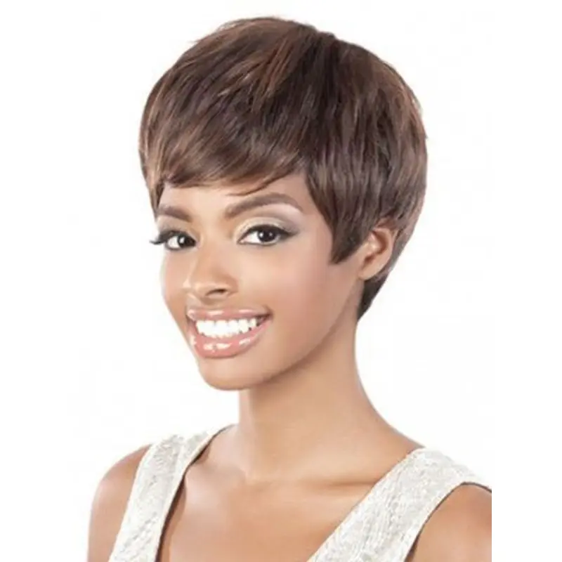 Brown Cool Layered Straight Short Wigs