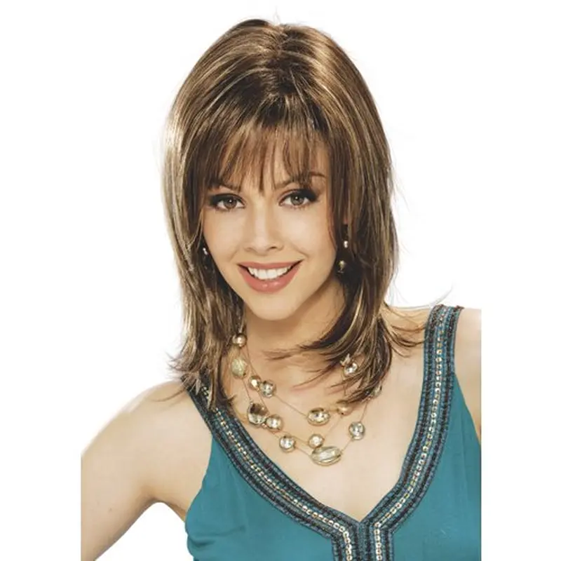Brown Designed Straight Synthetic Medium Wigs