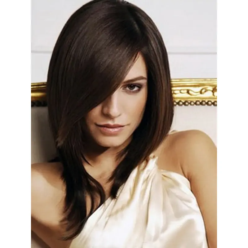 Exquisite Brown Straight Shoulder Length Synthetic Wigs