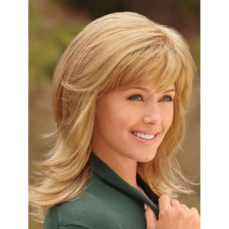 Polite Blonde Straight Shoulder Length Synthetic Wigs