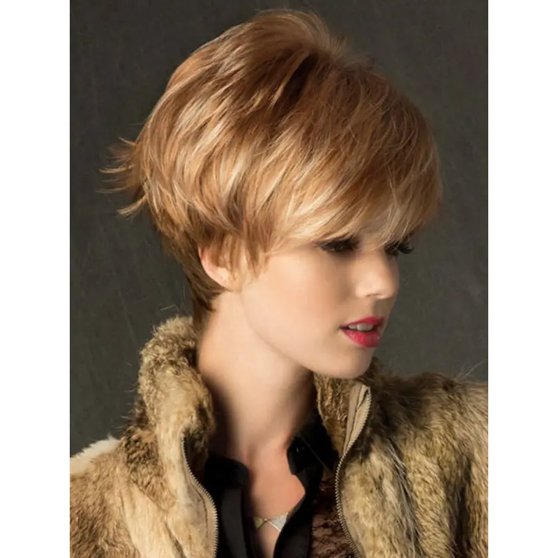 Style Straight Boycuts Blonde Short Wigs