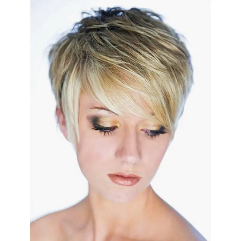 Style Blonde Straight Cropped Synthetic Wigs