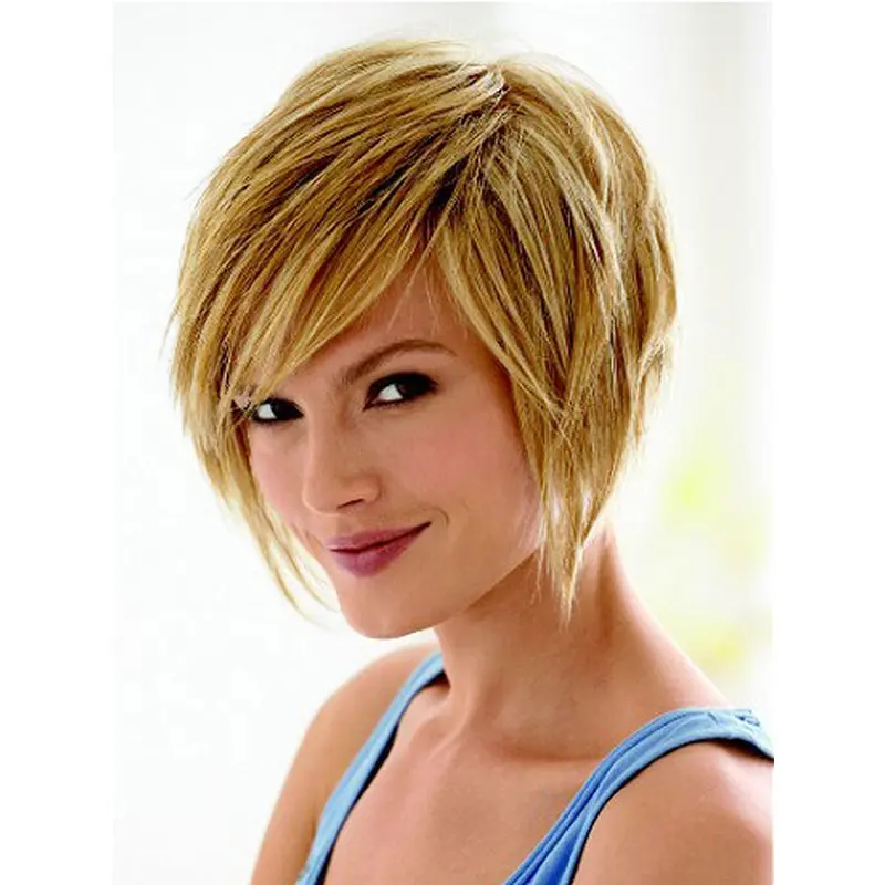 Unique Blonde Straight Chin Length Wigs For Cancer