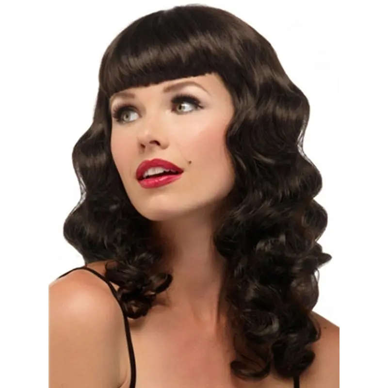 Brown Wavy Synthetic Braw Long Wigs