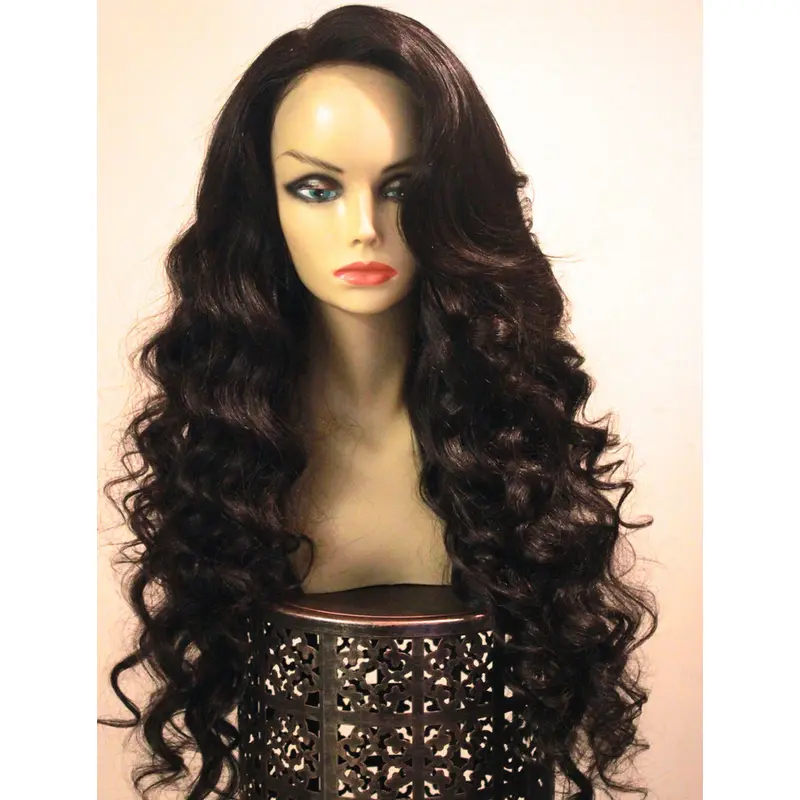 Elegant Brown Wavy Long African American Wigs