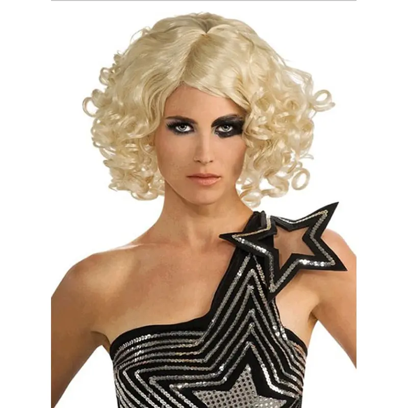 Great Blonde Curly Chin Length Lady Gaga Wigs