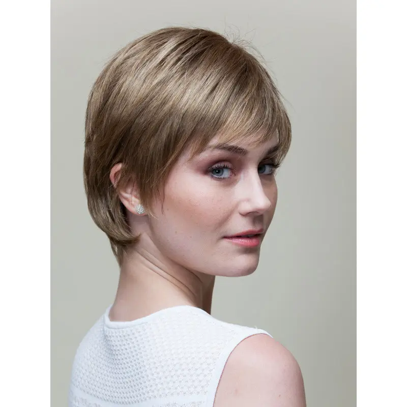 Straight Short 8" Blonde 100% Hand-tied Wigs