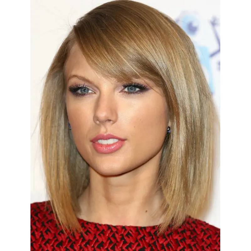 Fantastic Shoulder Length Straight Blonde With Bangs Taylor Swift Inspired Wigs