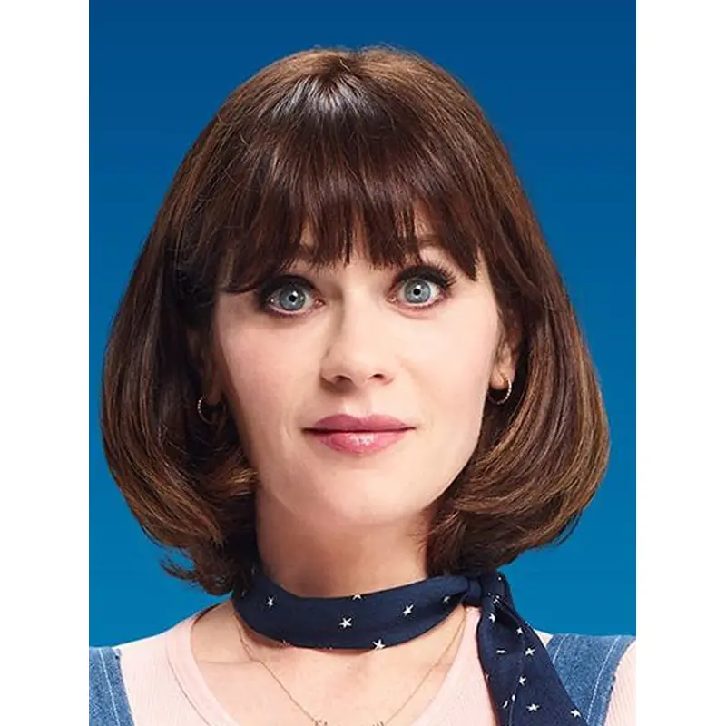 12" Capless Chin Length Synthetic Straight Zooey Deschanel Wigs