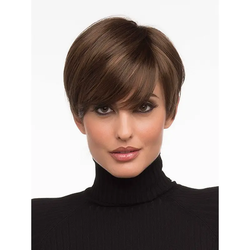 Monofilament Stylish Boycuts Synthetic Wigs For Cancer