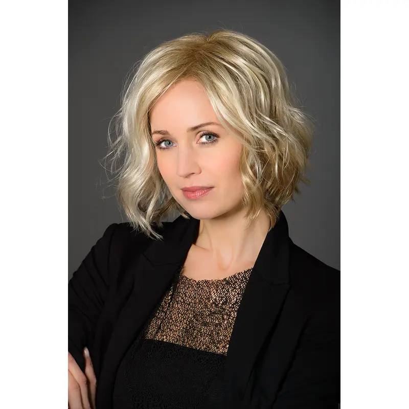 Monofilament Synthetic 10" Wavy Blonde Chin Length Bob Style Wig