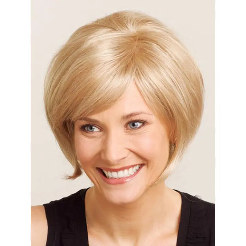 Pleasing Blonde Straight Chin Length Wigs