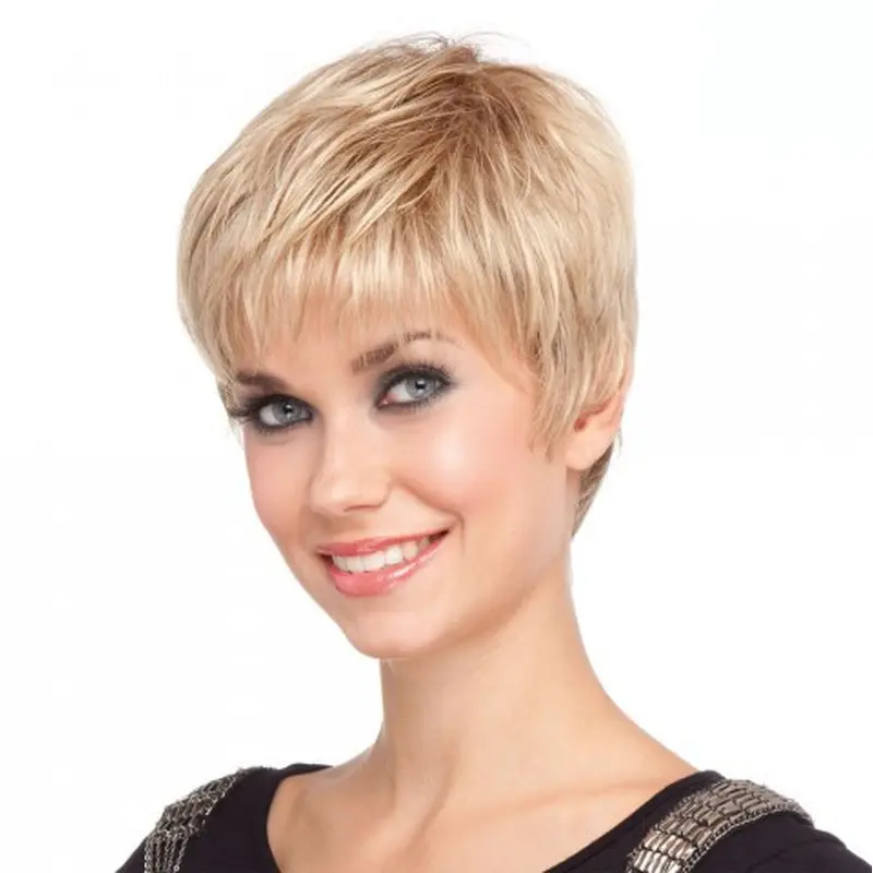 Blonde Straight Synthetic Impressive Short Wigs