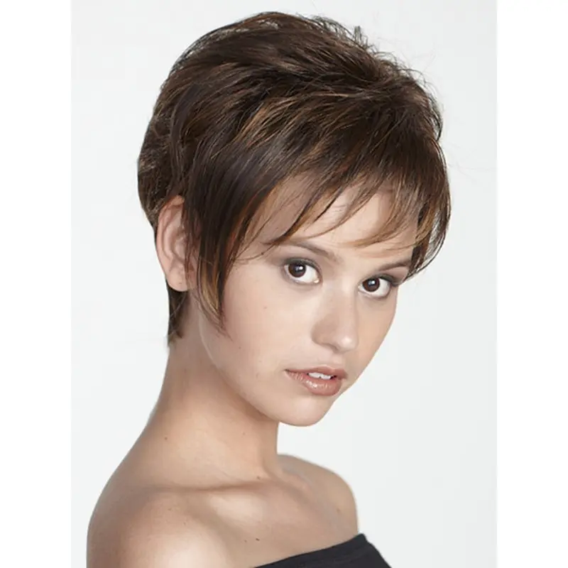 Brown Ideal Boycuts Straight Short Wigs