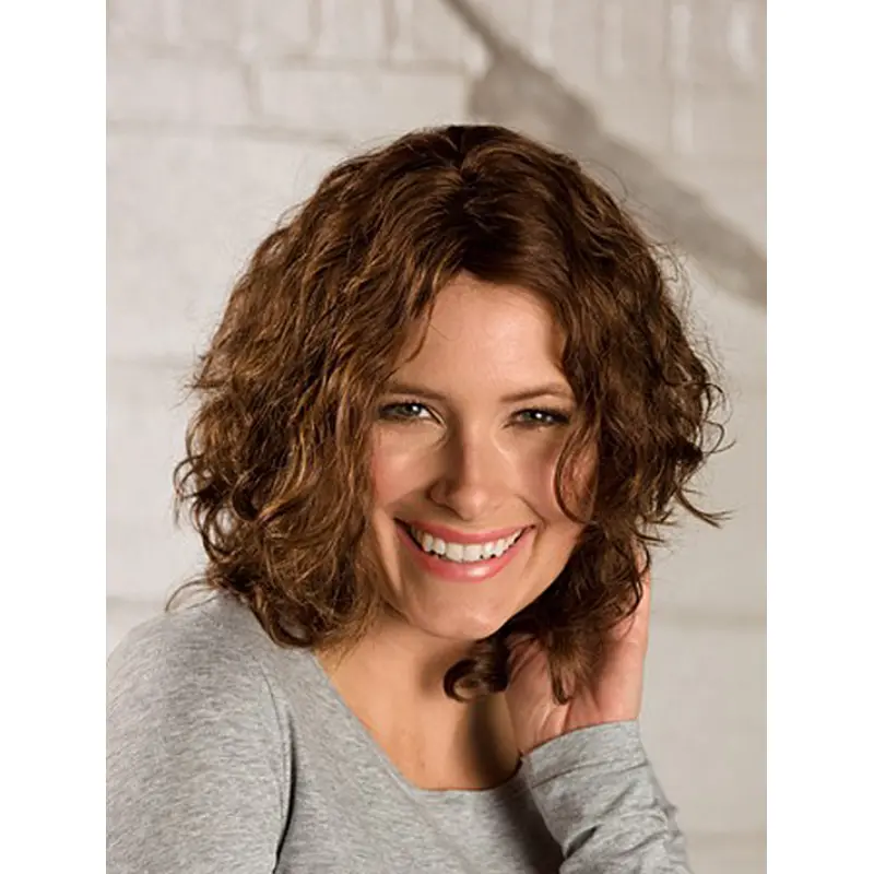Brown Pleasing Curly Synthetic Medium Wigs