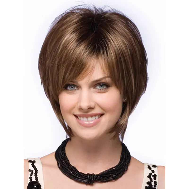 Comfortable Brown Straight Short Bob Wigs