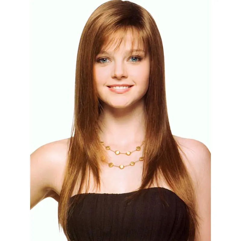 Elegant Brown Straight Long Synthetic Wigs
