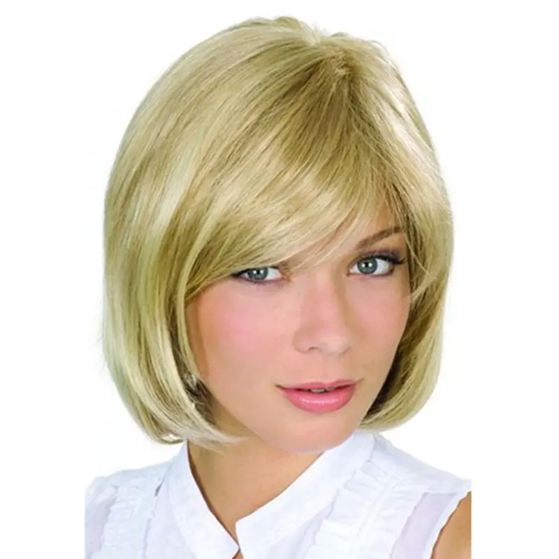 Gentle Blonde Wavy Chin Length Lace Wigs