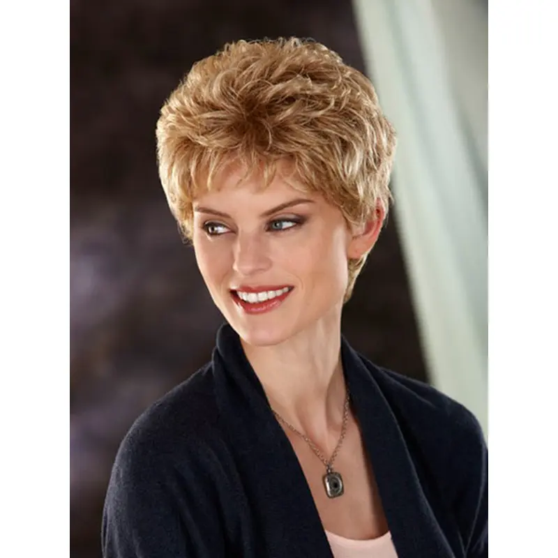 Gentle Blonde Wavy Cropped Classic Wigs