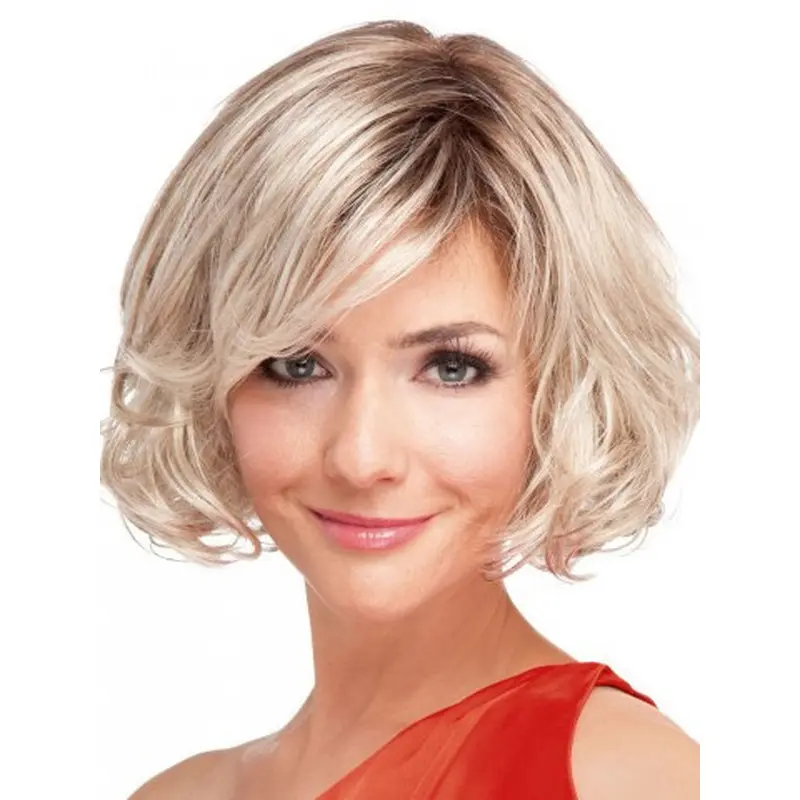 High Quality Blonde Wavy Chin Length Wigs For Cancer