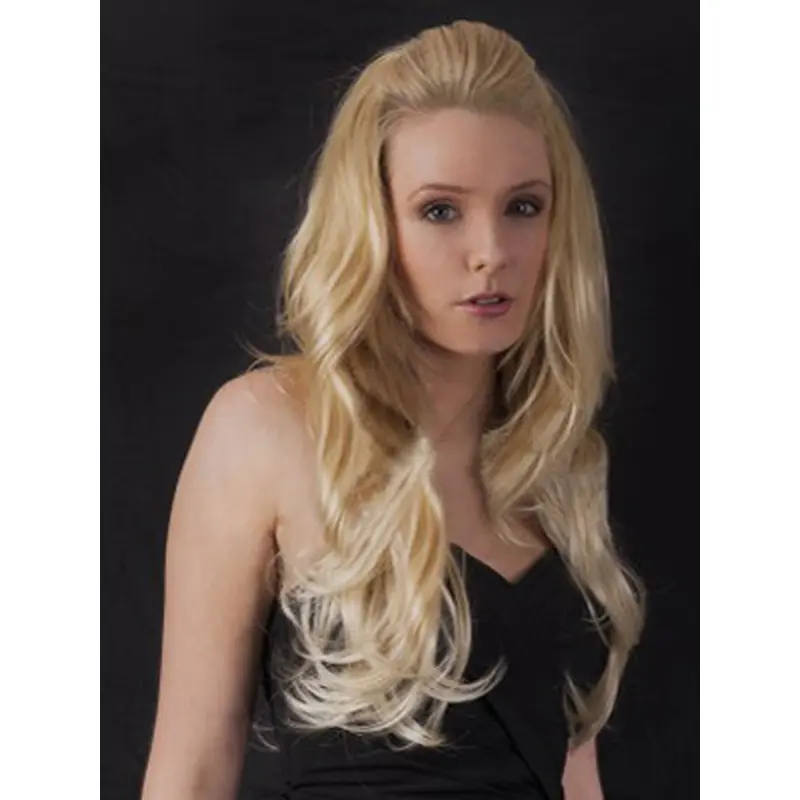 Modern Blonde Wavy Long Human Hair Wigs & Half Wigs
