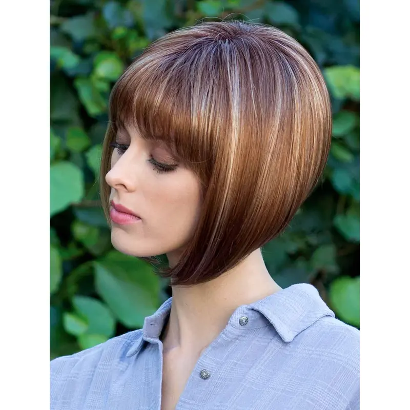 Monofilament Brown Straight Bob Cut Wig
