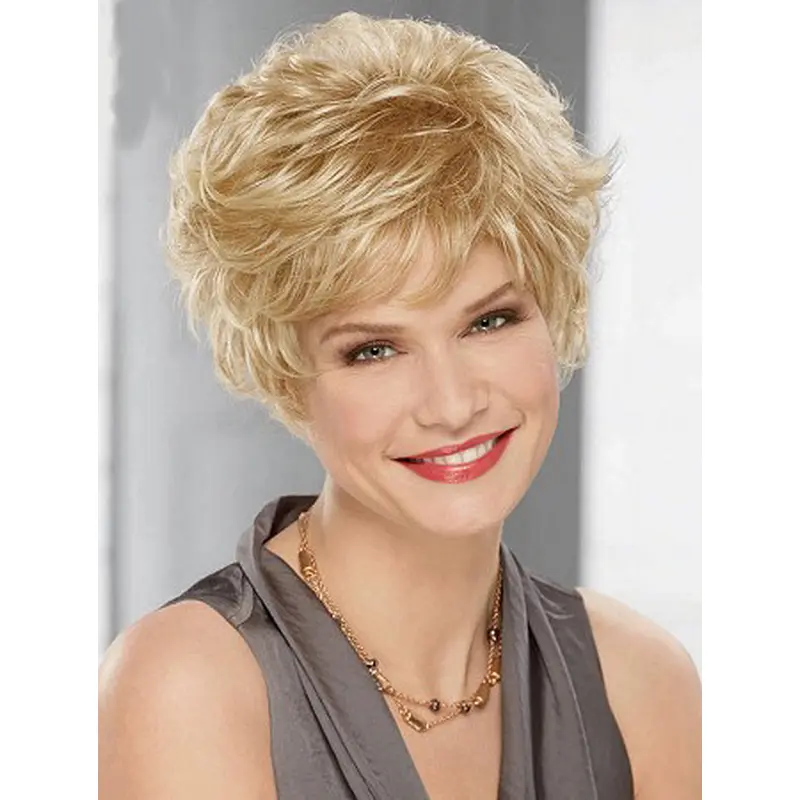 Perfect Short Wavy Blonde Layered High Quality Wigs