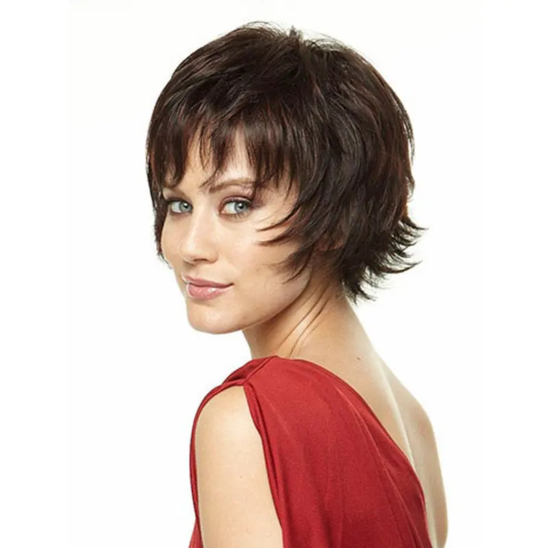 Brown Fashion Layered Straight Short Wigs