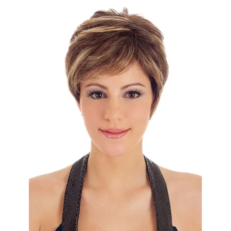 Brown Soft Boycuts Straight Short Wigs
