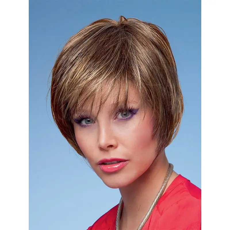 Brown Straight Synthetic Preferential Short Wigs