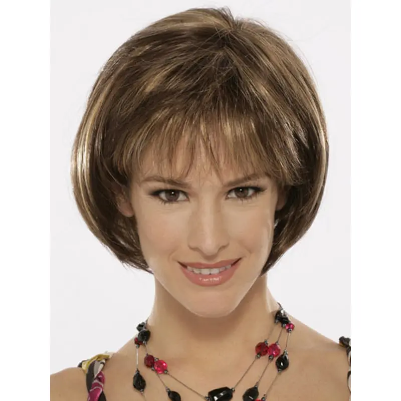 Ideal Brown Straight Chin Length Bob Wigs