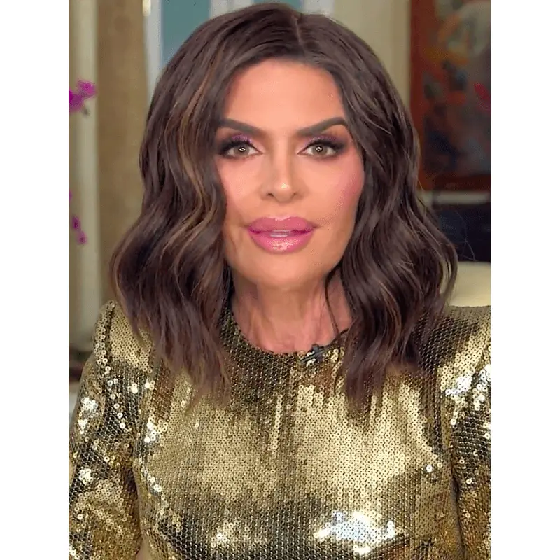 Shoulder Length Wavy Brown Synthetic Without Bangs Lisa Rinna Wigs