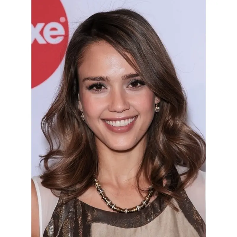 Beautiful Brown Wavy Shoulder Length Jessica Alba Wigs
