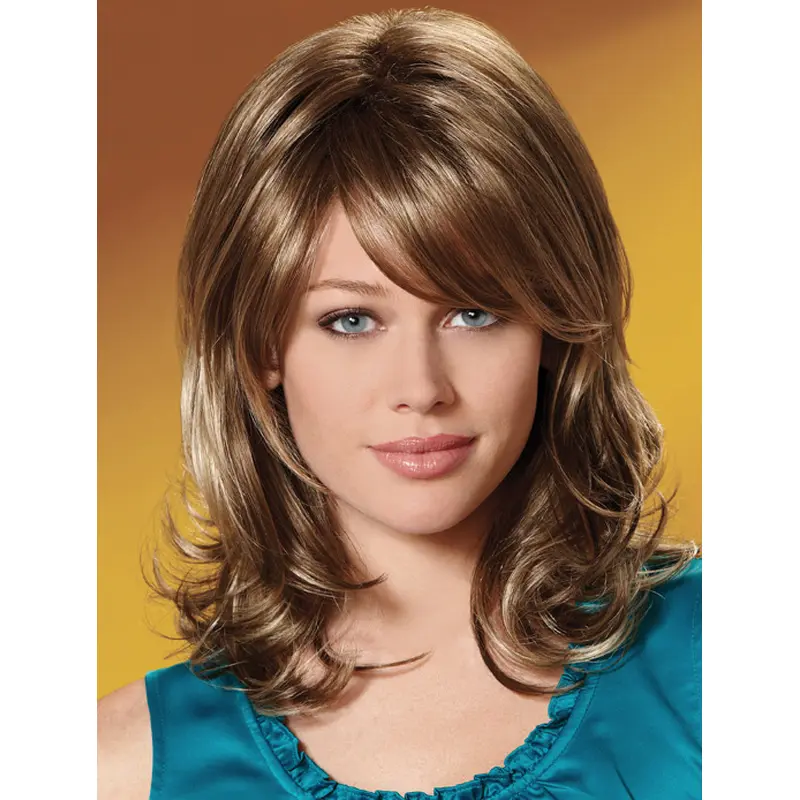 Easeful Blonde Wavy Shoulder Length Synthetic Wigs