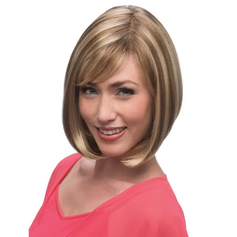 Sleek Blonde Monofilament Chin Length Lace Wigs