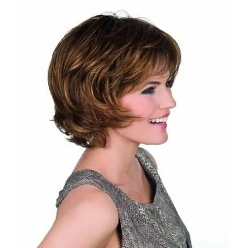 Soft Brown Wavy Chin Length Bob Wigs